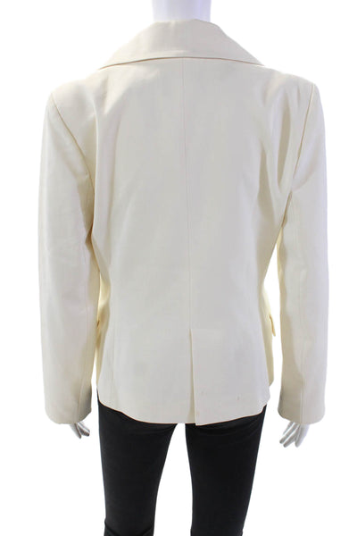 Patrizia Pepe Womens Single Button Wide Lapel Blazer White Wool Size EUR 44