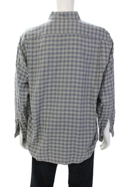 Canali Mens Cotton Striped Long Sleeve Collared Button-Down Shirt Gray Size 42