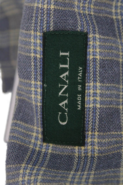 Canali Mens Cotton Striped Long Sleeve Collared Button-Down Shirt Gray Size 42