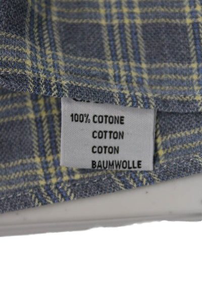 Canali Mens Cotton Striped Long Sleeve Collared Button-Down Shirt Gray Size 42