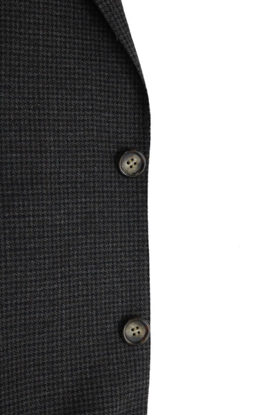 Savioni Mens Wool Houndstooth Print Long Sleeve Buttoned Blazer Gray Size 44