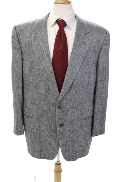 Capella Mens Silk Two-Button Collared Long Sleeve Blazer Gray Size 46