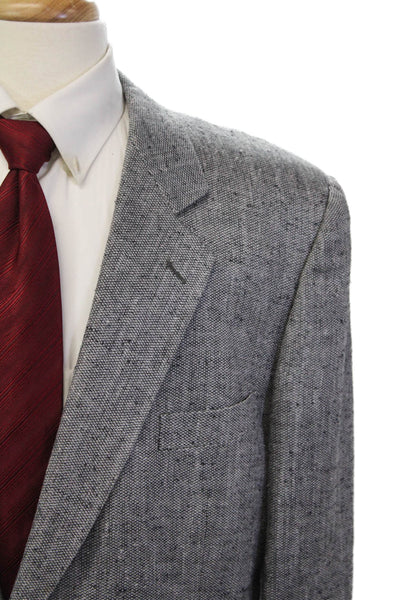 Capella Mens Silk Two-Button Collared Long Sleeve Blazer Gray Size 46
