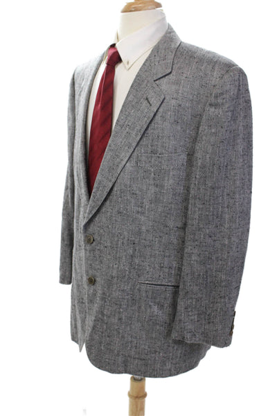 Capella Mens Silk Two-Button Collared Long Sleeve Blazer Gray Size 46