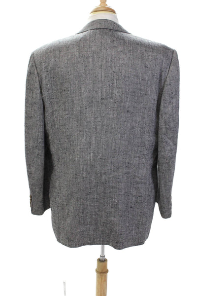 Capella Mens Silk Two-Button Collared Long Sleeve Blazer Gray Size 46