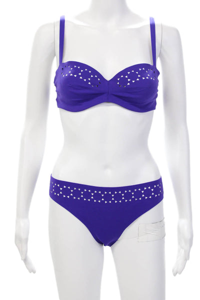 Chantelle Womens Cut Out Adjustable Two Piece Bathing Suit Purple Size 32 S