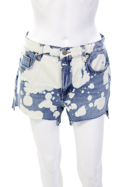 Frame Womens Ultra Baggy Baltic Splash Wash Jean Shorts Blue White Size 25