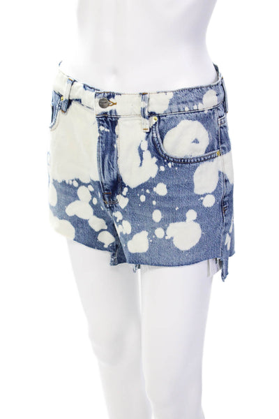 Frame Womens Ultra Baggy Baltic Splash Wash Jean Shorts Blue White Size 25