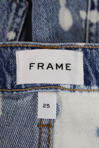 Frame Womens Ultra Baggy Baltic Splash Wash Jean Shorts Blue White Size 25