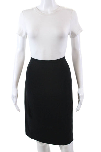 Armani Collezioni Womens Back Zip Knee Length Pencil Skirt Black Wool Size 6