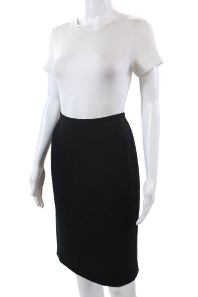 Armani Collezioni Womens Back Zip Knee Length Pencil Skirt Black Wool Size 6