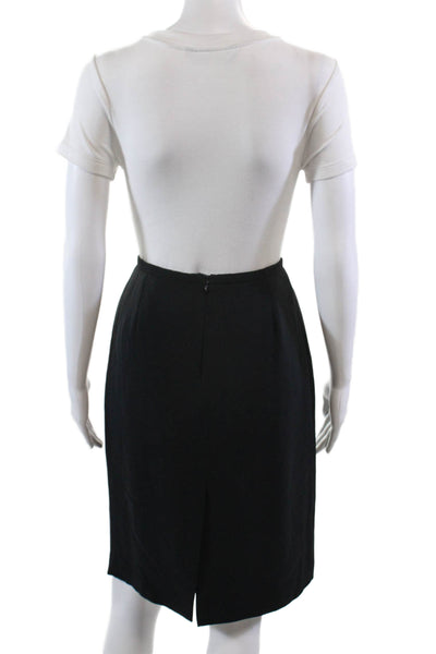 Armani Collezioni Womens Back Zip Knee Length Pencil Skirt Black Wool Size 6