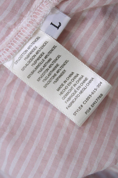 Cloth & Stone Womens Cotton Bledn Striped Short Sleeve Blouse Top Pink Size L