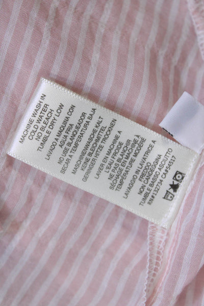 Cloth & Stone Womens Cotton Bledn Striped Short Sleeve Blouse Top Pink Size L