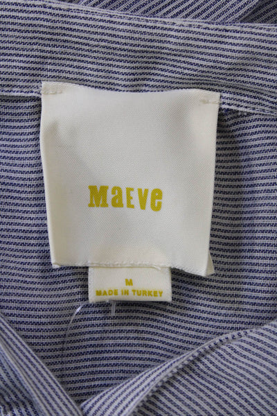 Maeve Anthropologie Womens Cotton Long Sleeve Pullover Blouse Top Blue Size M