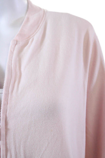 Eileen Fisher Womens Cotton Round Neck Long Sleeve Full Zip Jacket Pink Size M