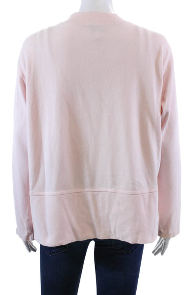 Eileen Fisher Womens Cotton Round Neck Long Sleeve Full Zip Jacket Pink Size M