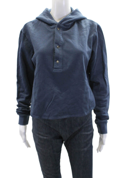 Heroine Sport Womens Long Sleeve Half Button Hooded Sweater Navy Size Small