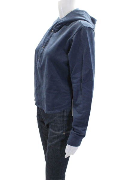 Heroine Sport Womens Long Sleeve Half Button Hooded Sweater Navy Size Small
