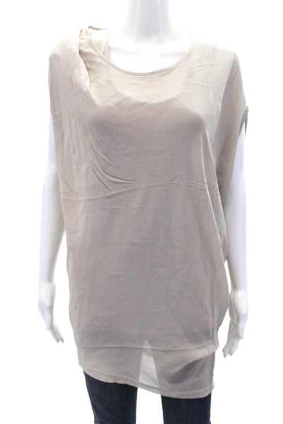Gold Hawk Womens Scoop Neck Oversized Silk Draped Top Brown Size Small