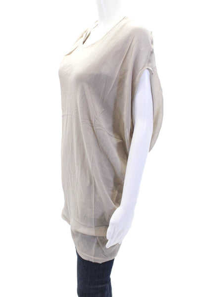 Gold Hawk Womens Scoop Neck Oversized Silk Draped Top Brown Size Small