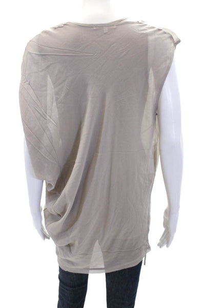 Gold Hawk Womens Scoop Neck Oversized Silk Draped Top Brown Size Small