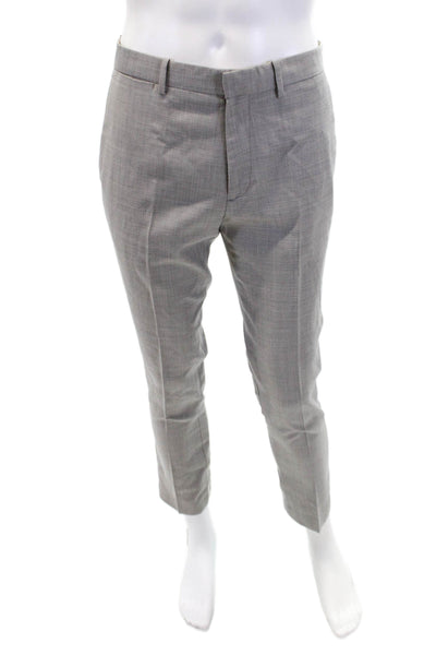 Theory Mens Zipper Fly Pleated Straight Leg Dress Pants Gray Wool Size 30