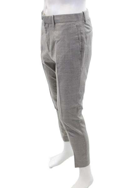 Theory Mens Zipper Fly Pleated Straight Leg Dress Pants Gray Wool Size 30
