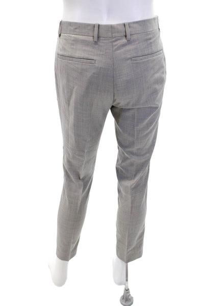 Theory Mens Zipper Fly Pleated Straight Leg Dress Pants Gray Wool Size 30