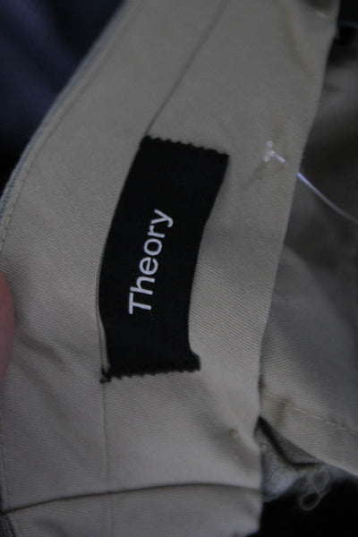 Theory Mens Zipper Fly Pleated Straight Leg Dress Pants Gray Wool Size 30