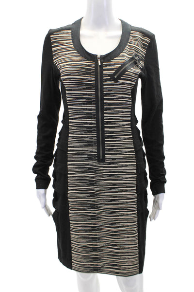 Nicole Miller Womens Zippered Detail Pleated Side Mini Dress Black Size S