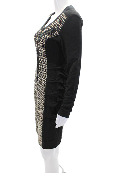 Nicole Miller Womens Zippered Detail Pleated Side Mini Dress Black Size S