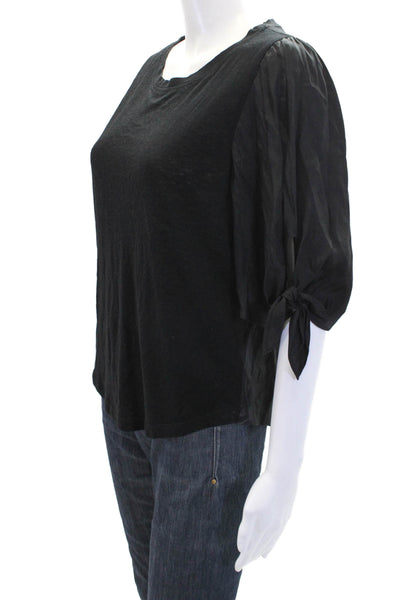 Rebecca Taylor Womens Silk Tied Sleeve Detail Gathered Shoulder Top Black Size M