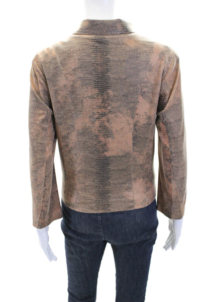 SW3 Bespoke Womens Snakeskin Print Asymmetrical Zippered Jacket Beige Size S