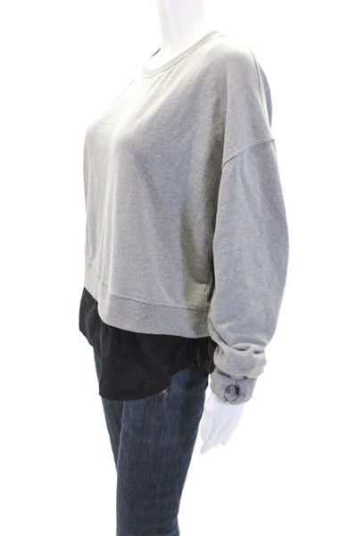 Sundays Womens Cotton Crew Neck Faux Layered Shirt Detail Top Gray Size L