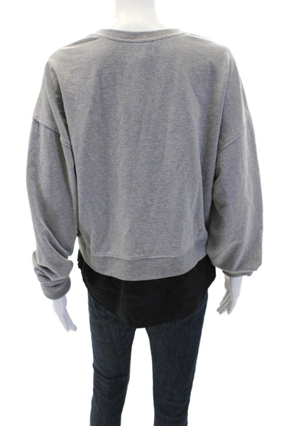 Sundays Womens Cotton Crew Neck Faux Layered Shirt Detail Top Gray Size L