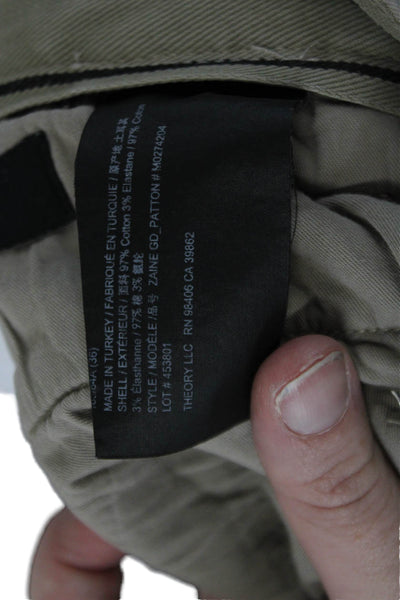 Theory Mens Cotton Four Pocket Casual Straight Legged Pants Solid Beige Size 36