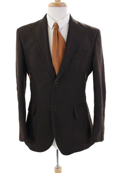FB Class Mens Wool Two Button Long Sleeve Lined Jacket Dark Brown Size 36