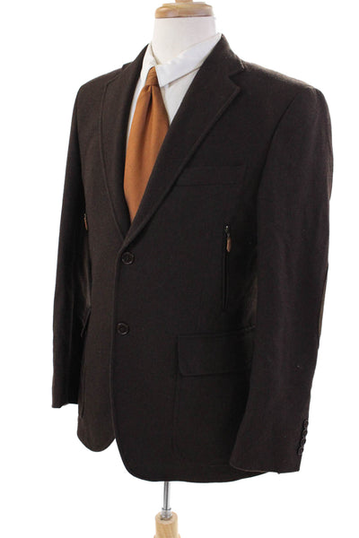 FB Class Mens Wool Two Button Long Sleeve Lined Jacket Dark Brown Size 36