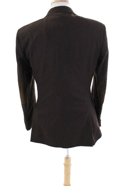 FB Class Mens Wool Two Button Long Sleeve Lined Jacket Dark Brown Size 36