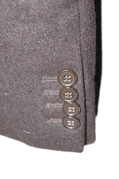 FB Class Mens Wool Two Button Long Sleeve Lined Jacket Dark Brown Size 36