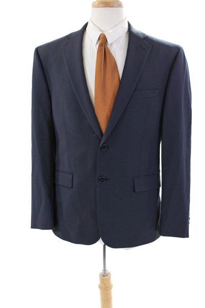 Calvin Klein Mens Wool Two Button Long Sleeve Lined Blazer Navy Blue Size 40S