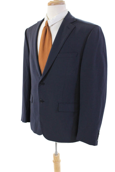 Calvin Klein Mens Wool Two Button Long Sleeve Lined Blazer Navy Blue Size 40S