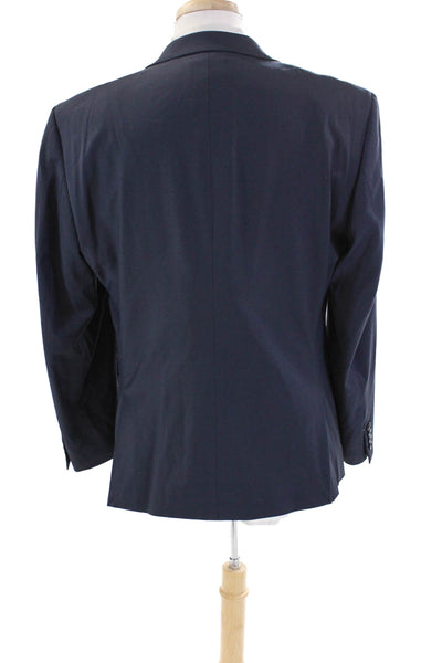 Calvin Klein Mens Wool Two Button Long Sleeve Lined Blazer Navy Blue Size 40S