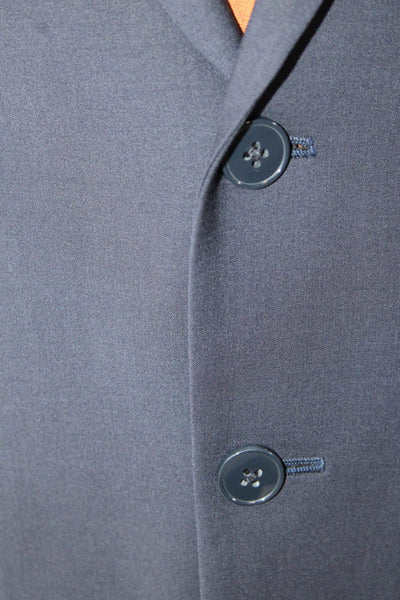 Calvin Klein Mens Wool Two Button Long Sleeve Lined Blazer Navy Blue Size 40S