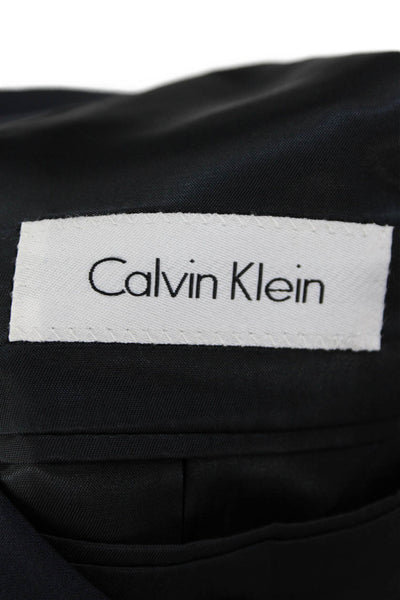 Calvin Klein Mens Wool Two Button Long Sleeve Lined Blazer Navy Blue Size 40S