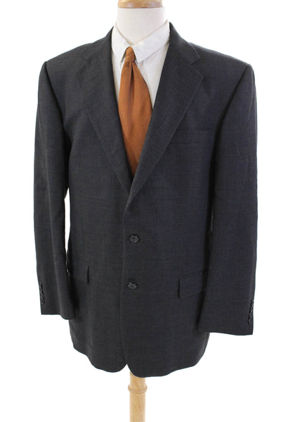 Hickey Freeman Mens Wool Spotted Print Two Button Suit Jacket Gray Size 42