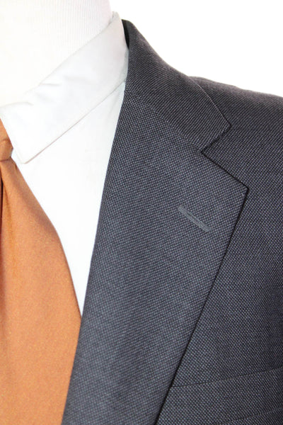 Hickey Freeman Mens Wool Spotted Print Two Button Suit Jacket Gray Size 42