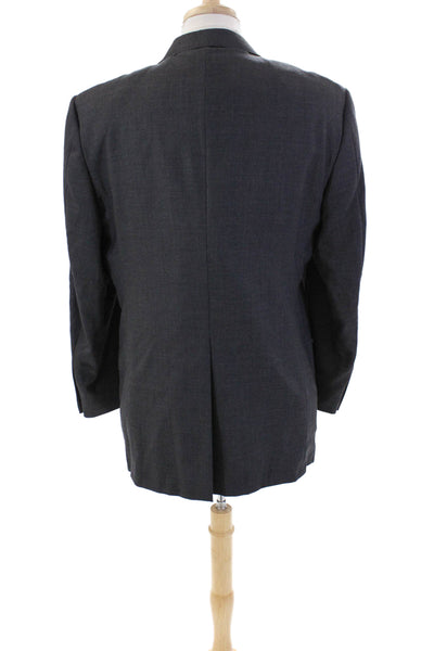 Hickey Freeman Mens Wool Spotted Print Two Button Suit Jacket Gray Size 42