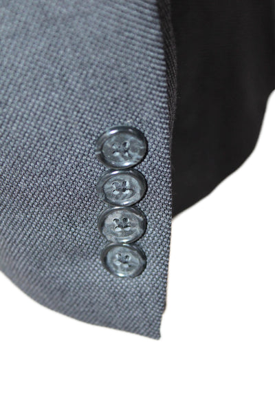 Hickey Freeman Mens Wool Spotted Print Two Button Suit Jacket Gray Size 42
